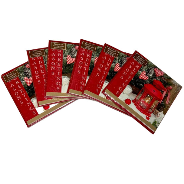 Pack of 144 Traditional Red Lanterns Christmas Cards