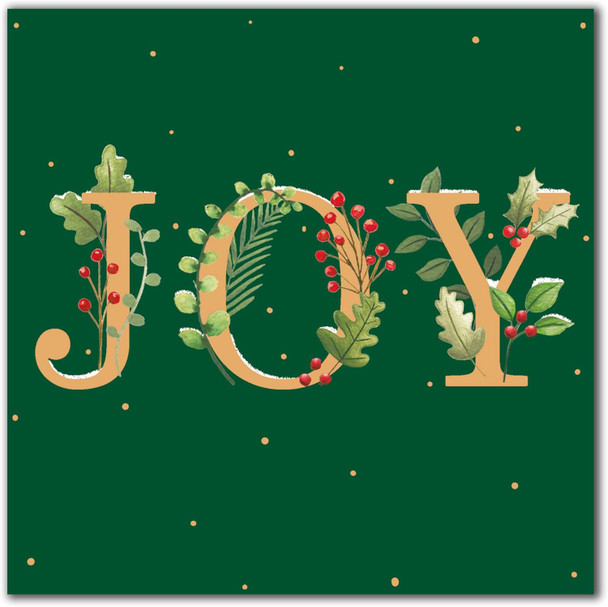 Pack of 8 Festive Joy Green Marie Curie Charity Christmas Cards