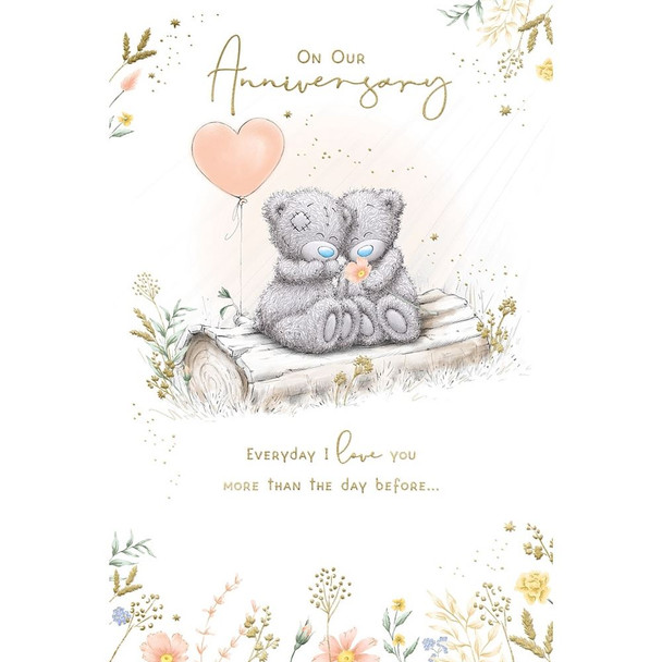 Bears Snuggling On Log Our Anniversary Card