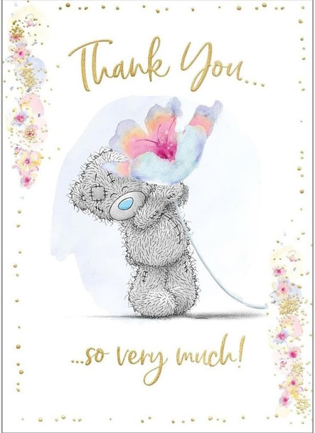 Bear Holding Beautiful Flower Thank You Card
