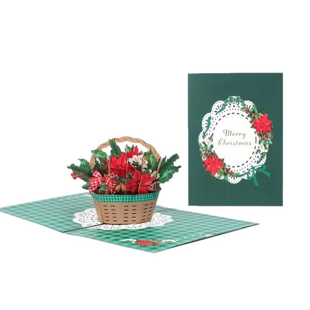 Poinsettia Wishes 3D Pop Up Delight Christmas Card