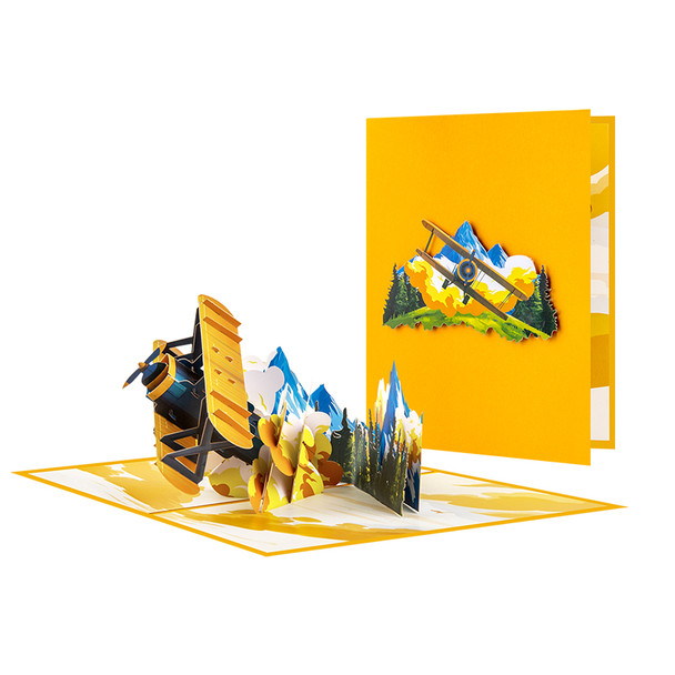 Soaring High Skybound Adventure 3D Biplane Pop Up Card