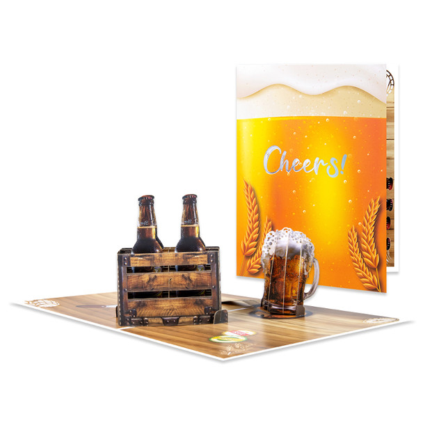 Raise a Toast Cheers to You 3D Beer Pop Up Celebration Greeting Card - Birthday Anniversary Holidays Event