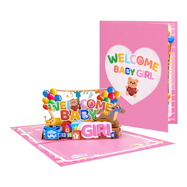 Bundle of Joy Welcome Baby Girl Pop Up Card
