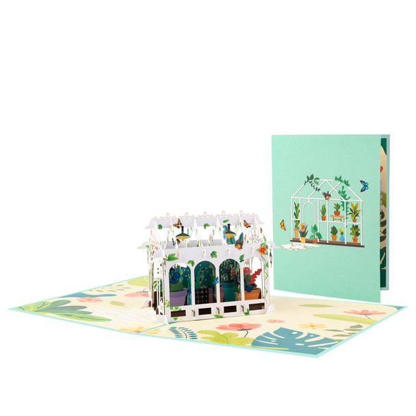 Blooming Haven Botanical 3D Greenhouse 3D Pop Up Greeting Card