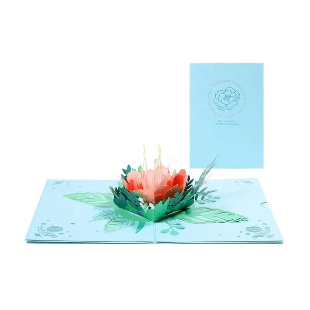 Blushing Peony Bloom 3D Pop Up Greeting Card - Birthday Mother's Day