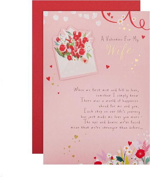 Flowers & Envelope Design Wife Valentine's Day Card