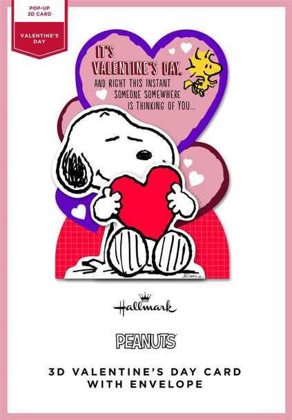 Peanuts Snoopy Heart Design 3D Pop Up Valentine's Day Card