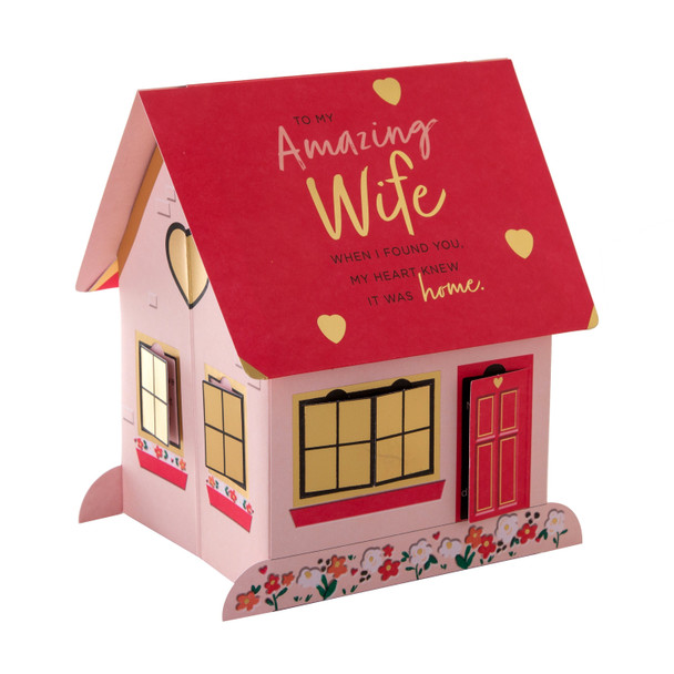 Pop Up 3D House Design Wife Valentine's Day Card