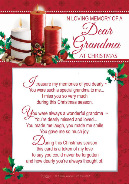 In Loving Memory of a Dear Grandma Christmas Graveside Keepsake Card