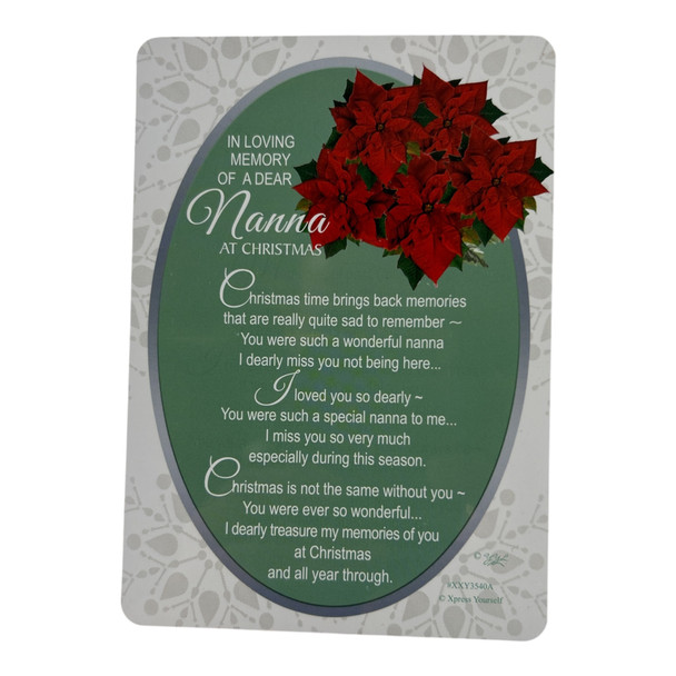In Loving Memory of a Dear Nanna Christmas Graveside Keepsake Card - Sentimental Verse Memorial Card 10 x 15 cm