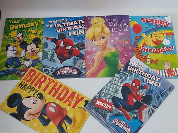 Disney Cards Mix of 12 Birthday Cards