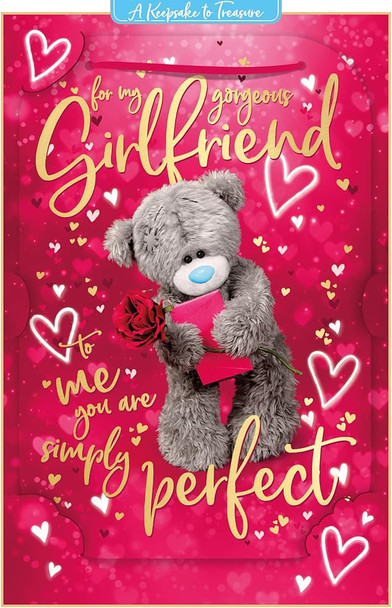Bear Holding Rose And Envelope Girlfriend Keepsake 3D Valentine's Day Card