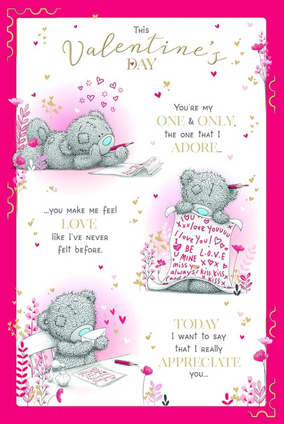 Bear Writing Love Letter Open Valentine's Day Card