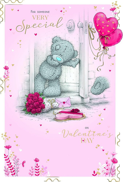 Bear At Door With Gifts Someone Very Special Valentine's Day Card
