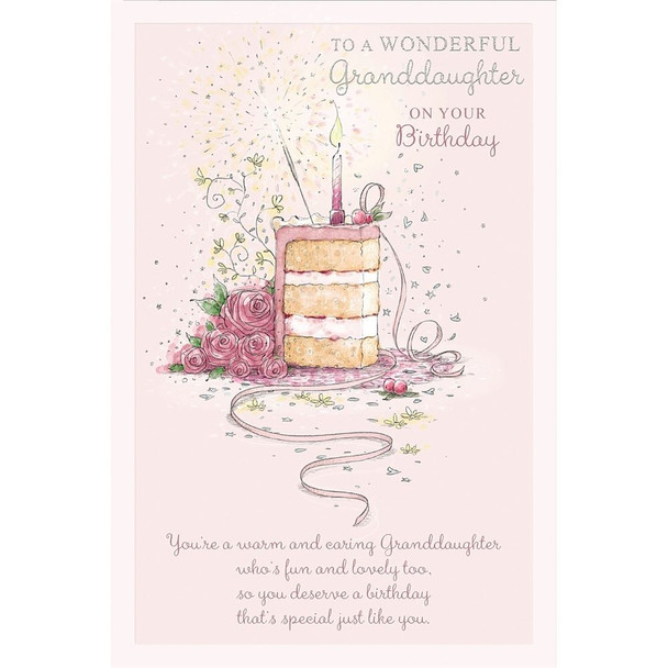 Pink Cake Design Granddaughter Birthday Card
