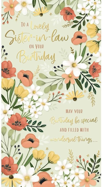 Floral Design Sister in Law Birthday Card