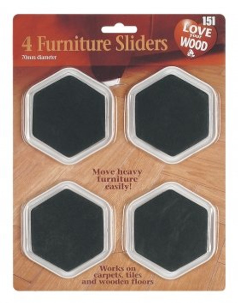 4 Furniture Sliders - 70mm Diameter