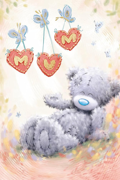 Bear And Hanging Hearts Softly Drawn Mum Mother's Day Card