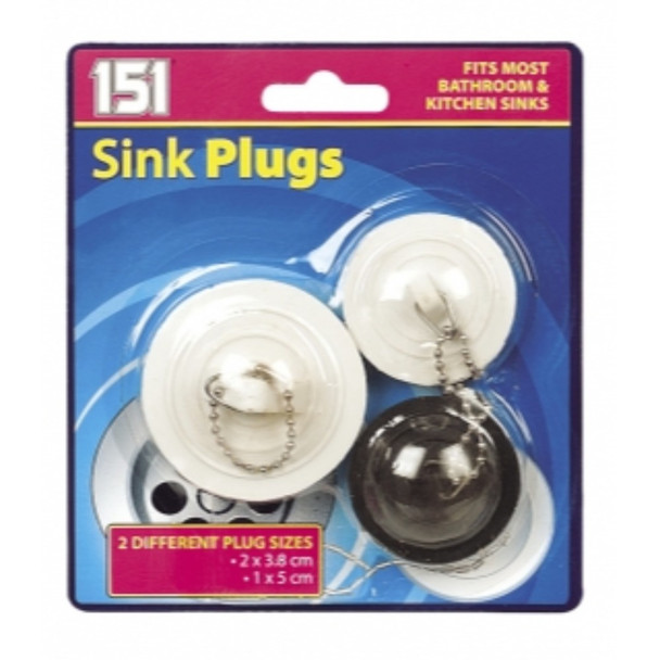 Bathroom & Kitchen Rubber Sink Plugs - 3 Pack Fits Most Plugs
