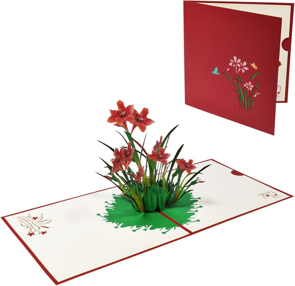 Color Print Daffodils 3D Pop Up Greeting Card - Mother's Day Anniversary Birthday