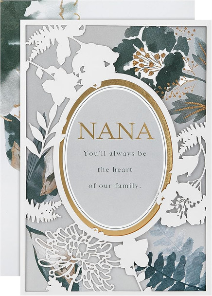 Floral Design with Gold Foil Laser Cut Details Nana Mother's Day Card