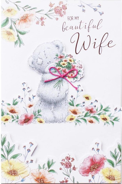 Bear with Bouquet Beautiful Wife Handmade Mother's Day Card