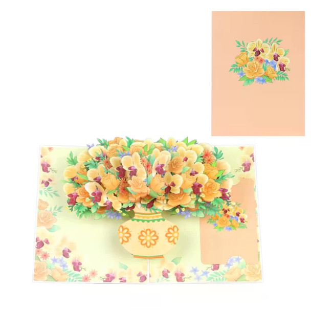 Rose Phalaenopsis Vase 3D Pop Up Greeting Card