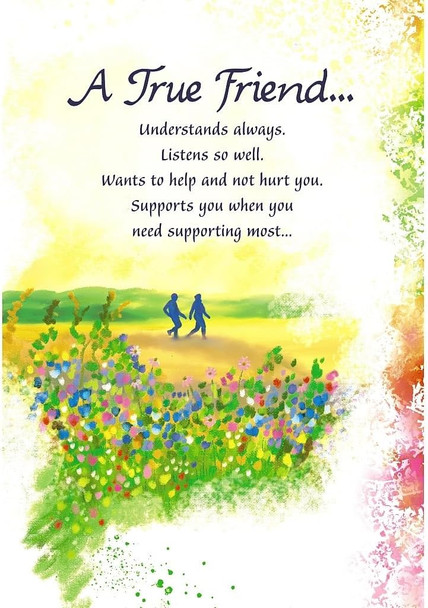 A True Friend Always Understand Listens Supports Heartfelt Sentimental Verses Fold Out Keepsake Card