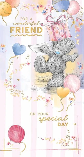 Bear Balancing Gift On Head Wonderful Friend Birthday Card