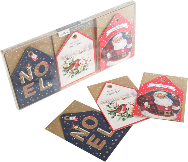 "Noel" Pack of 12 Christmas Cards with Envelopes