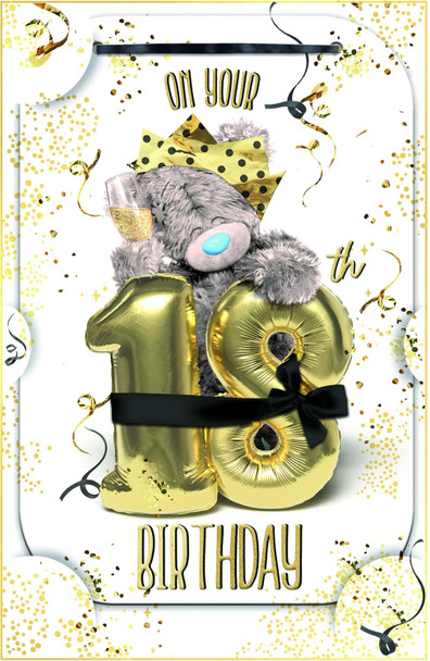 Bear With Balloons 3D Photo Finish Keepsake 18th Birthday Card