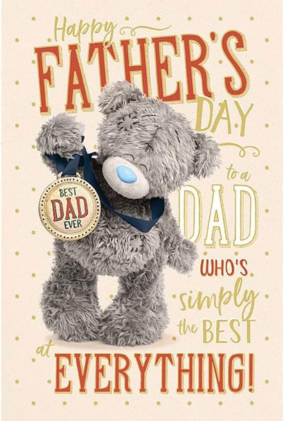 Bear Holding Medal Best Dad 3D Holographic Father's Day Card
