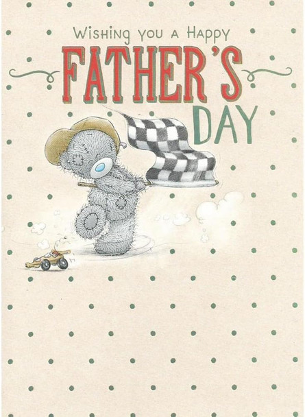 Bear With Racing Flag Father's Day Card
