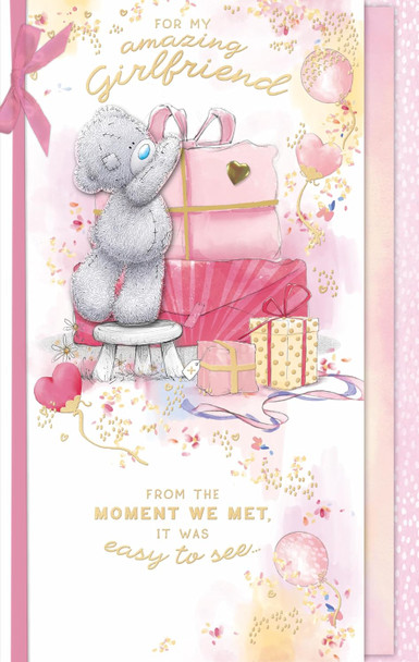 Tatty Teddy with Gifts 'For My Amazing Girlfriend' Luxury Hand Finished Birthday Day Card With Bow