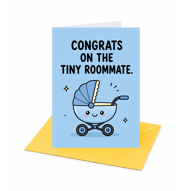 The Tiny Roommate New Baby Congratulations Card