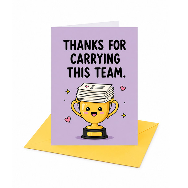 Trophy Design for Carrying This Team Thank You Card