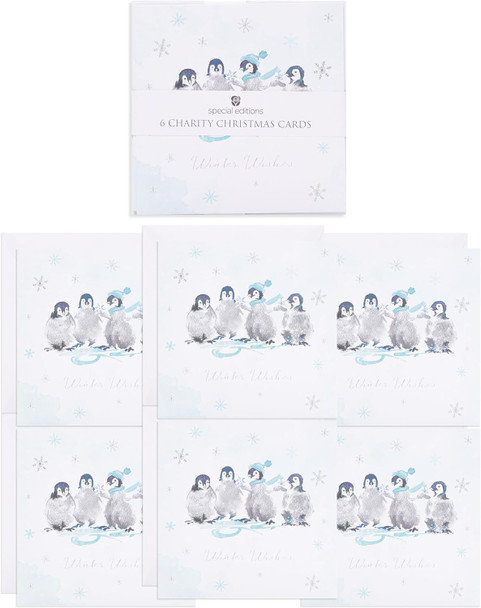 Multipack of 6 Penguins Design Christmas Cards with Envelopes