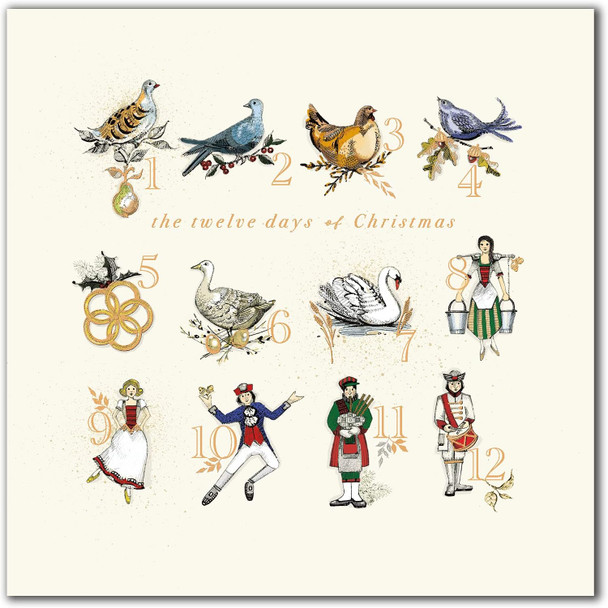 Pack of 8 Twelve Days of Christmas Samaritans Charity Christmas Cards