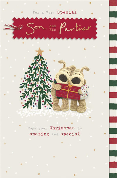 Boofles Holding Gift Son & Partner Christmas Card