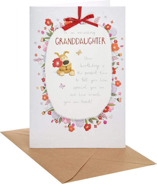 Boofle with Flower Inside Wreath Granddaughter Birthday Card