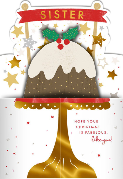 Pudding Design Fabulous Message Sister Christmas Card