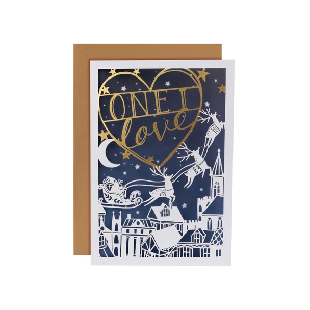 Laser cut Festive Design One I Love Christmas Card