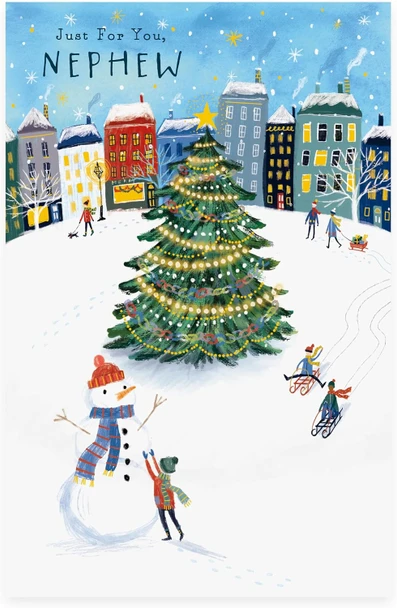 Snowman Scene Nephew Christmas Card