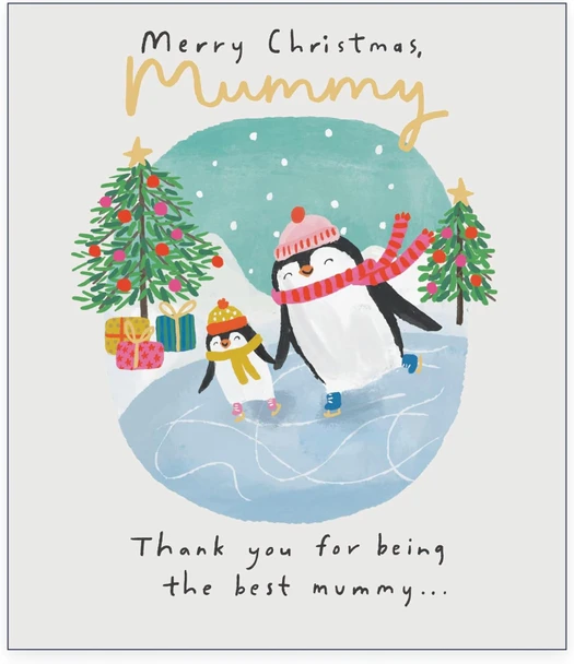 Ice Skating Penguins Design Mummy Christmas Card