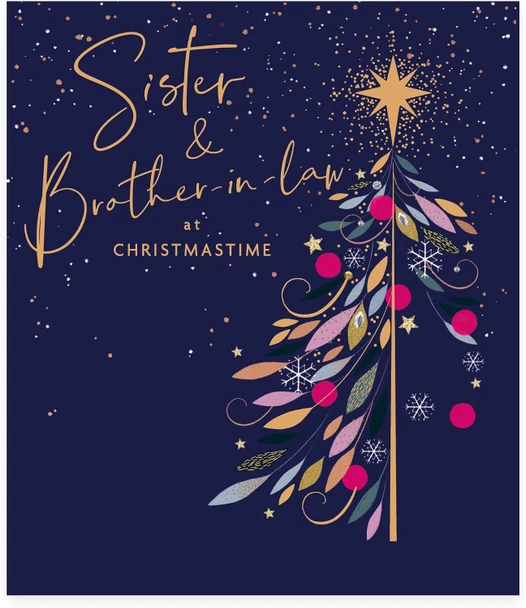 Tree Design Sister & Brother In Law Christmas Card