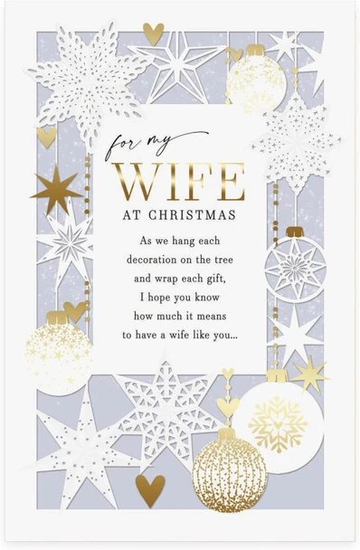 Hanging Baubles Design Wife Christmas Card