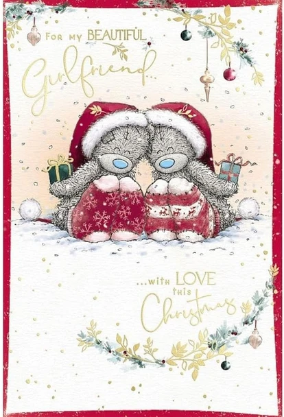 Bears Wearing Socks With Gifts Beautiful Girlfriend Christmas Card