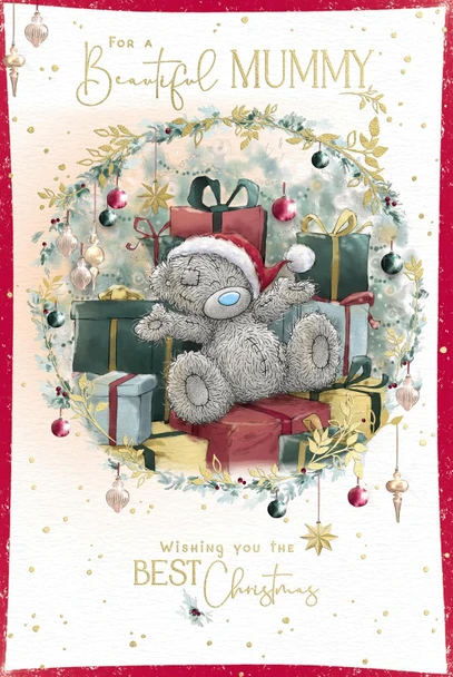 Bear Sat Amongst Presents Beautiful Mummy Christmas Card