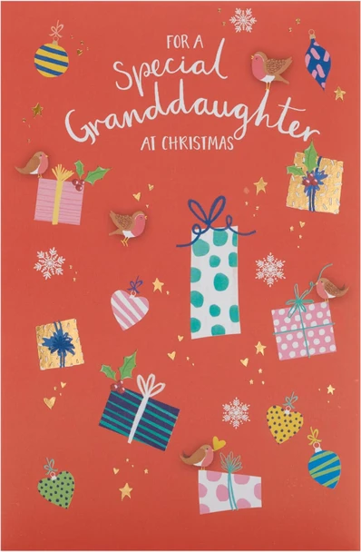 Sweet Presents Design Christmas Card for Granddaughter